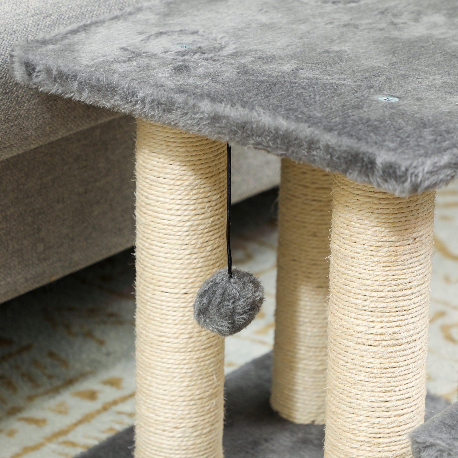 Pawhut Escalera Para Gatos De 3 Peldaños 52x34,5x54 Cm Gris_3