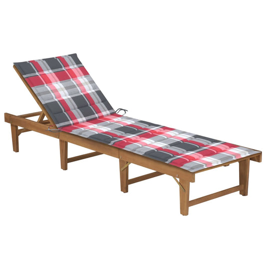 Tumbona Plegable Con Cojín Madera Maciza De Acacia_0