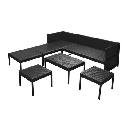 Vidaxl Set Muebles De Jardín 6 Piezas Y Cojines Ratán Sintético Negro_4