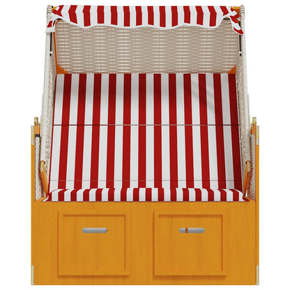 Silla Playa Strandkorb Dosel Ratán Sintético Madera Rojo Blanco_5