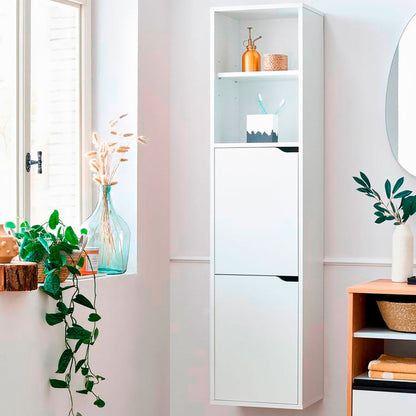 Columna De Baño, Mueble Auxiliar, Armario Alto Estilo Moderno 150x36,5x30 Cm Espacio Almacenaje, Briebe, Aura, Blanco_2