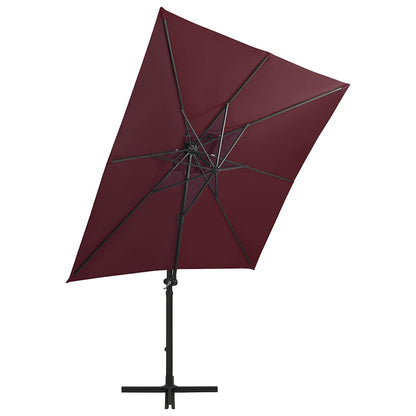 Vidaxl Sombrilla Jardín Voladiza Palo Y Luces Led Rojo Burdeos 250 Cm_3