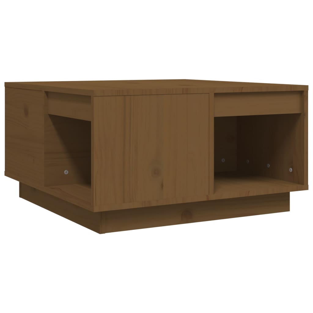 Mesa De Centro Madera Maciza De Pino Marrón Miel 60x61x32,5 Cm_0
