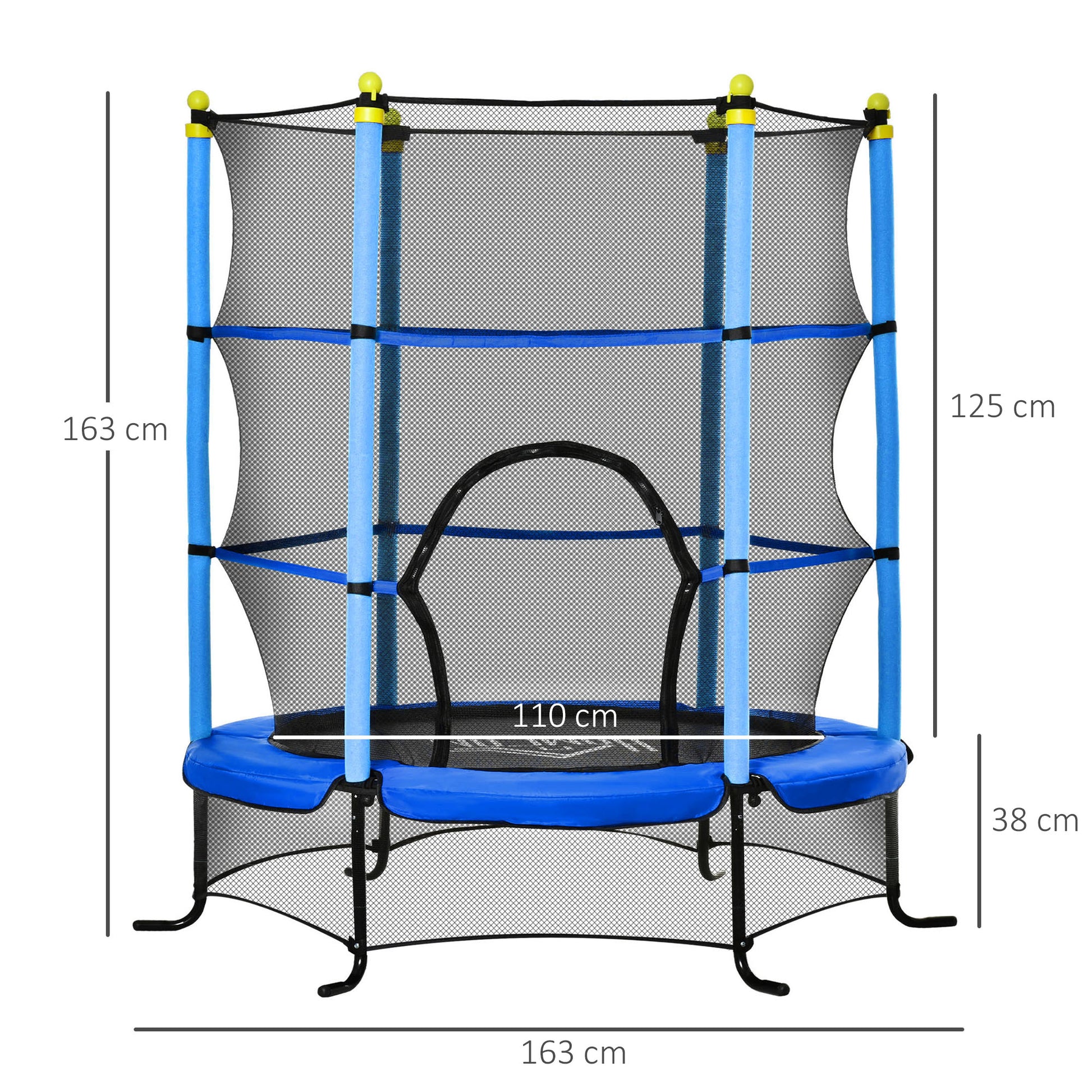 Homcom Trampolín Infantil Con Superficie De Salto Ø110 Cm Red De Seguridad Azul_2
