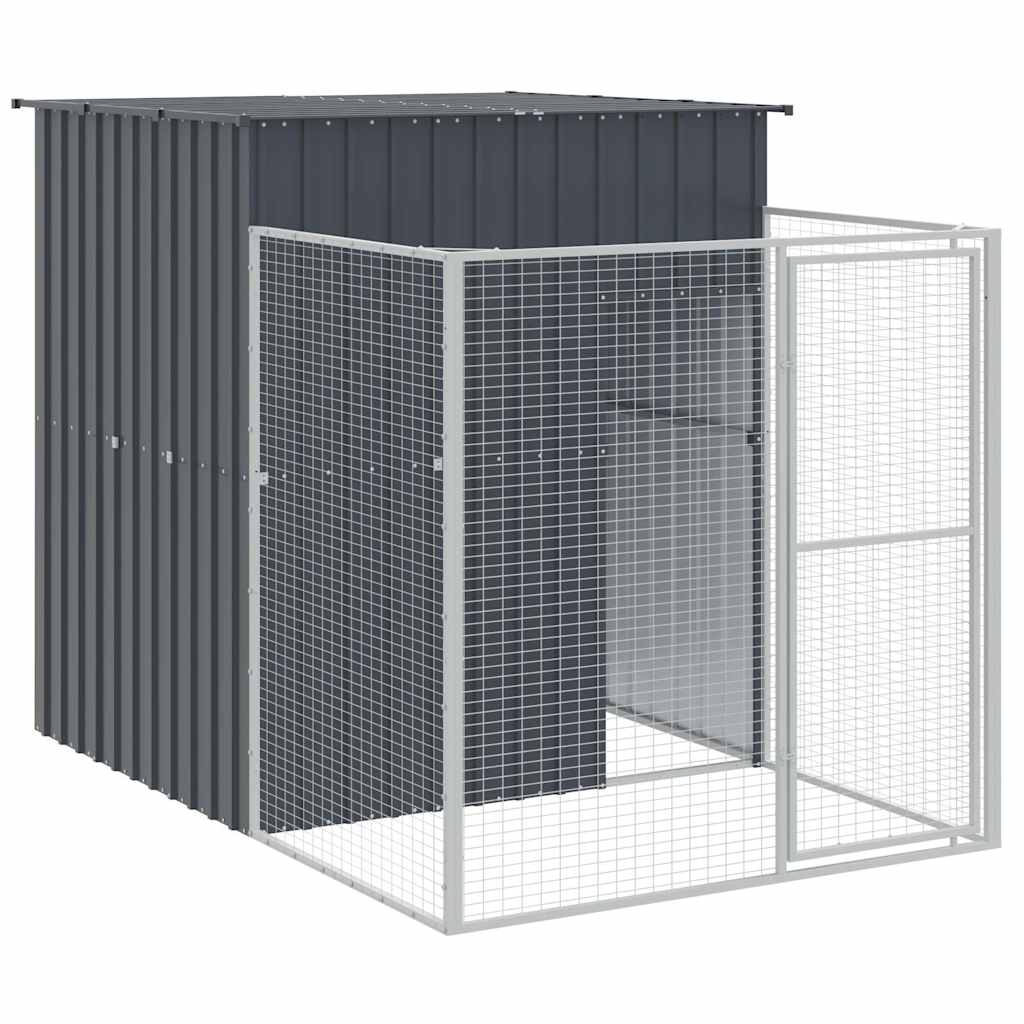 Caseta Perros Con Corral Acero Galvanizado Gris 165x251x181 Cm_0