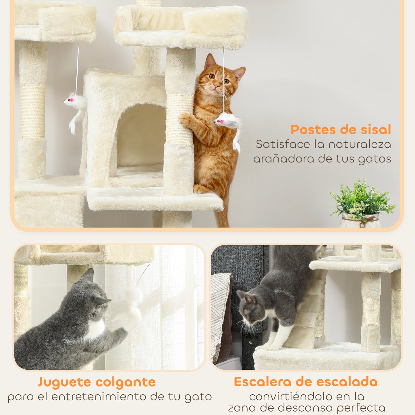Pawhut Árbol Rascador Para Gatos_4
