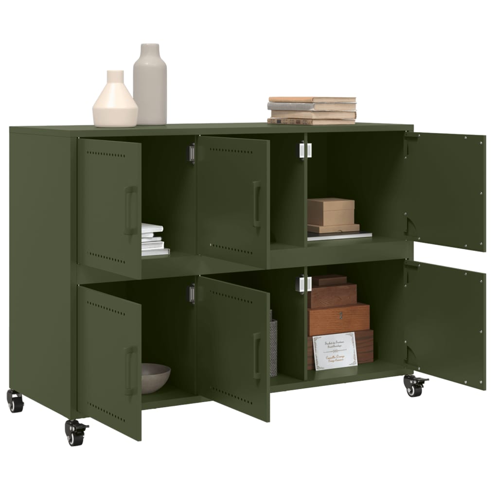 Aparador De Acero Laminado En Frío Verde Oliva 100,5x39x72 Cm / Vetonek_4