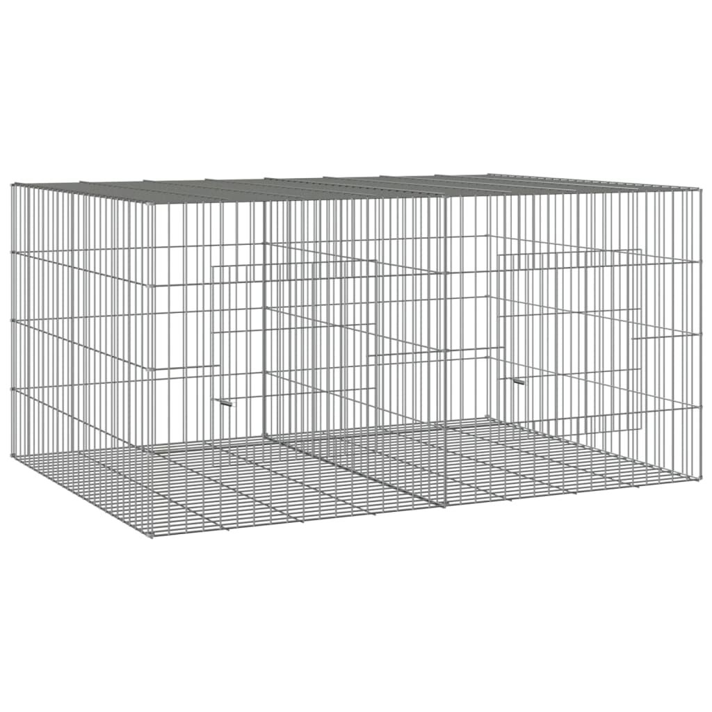 Vidaxl Jaula Para Conejos 2 Paneles Hierro Galvanizado 110x79x54 Cm_0