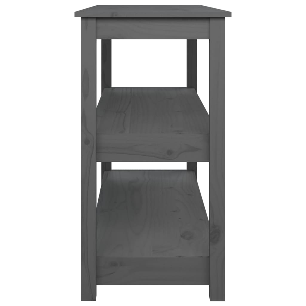 Mesa Consola De Madera Maciza De Pino Gris 110x40x74 Cm_4