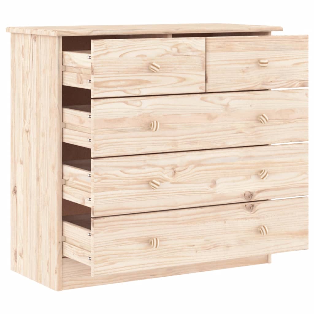 Cómoda Alta Madera Maciza Pino 77x35x73 Cm_2