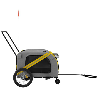 Remolque De Bicicleta Mascotas Hierro Tela Oxford Amarillo Gris_5