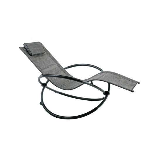 Mecedora, Silla Plegable Relax Gris Texaline Calefactada 2x1 Y Acero Con Reposapiés 148x72xh86cm- Mobiliario De Jardín_0