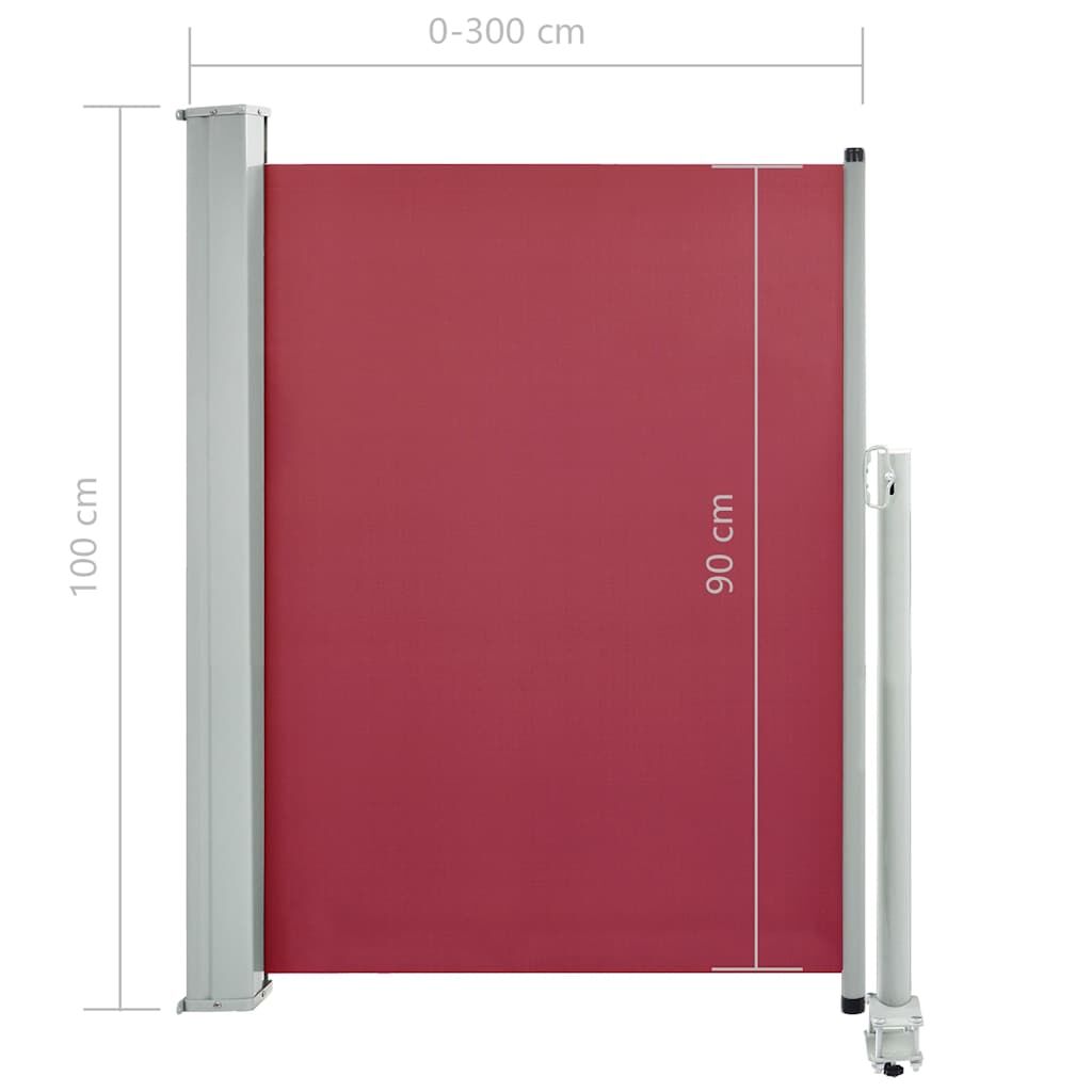 Vidaxl Toldo Lateral Retráctil De Jardín O Terraza Rojo 100x300 Cm_2