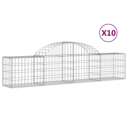 Cestas De Gaviones 10 Uds Forma De Arco Hierro 200x30x40/60 Cm_0