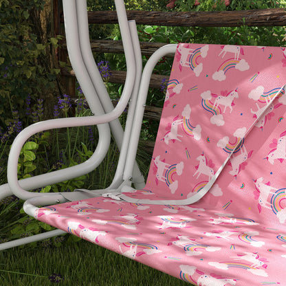 Aiyaplay Columpio Jardín Para Niños De 2 Plazas Toldo Diseño De Unicornio Rosa_3