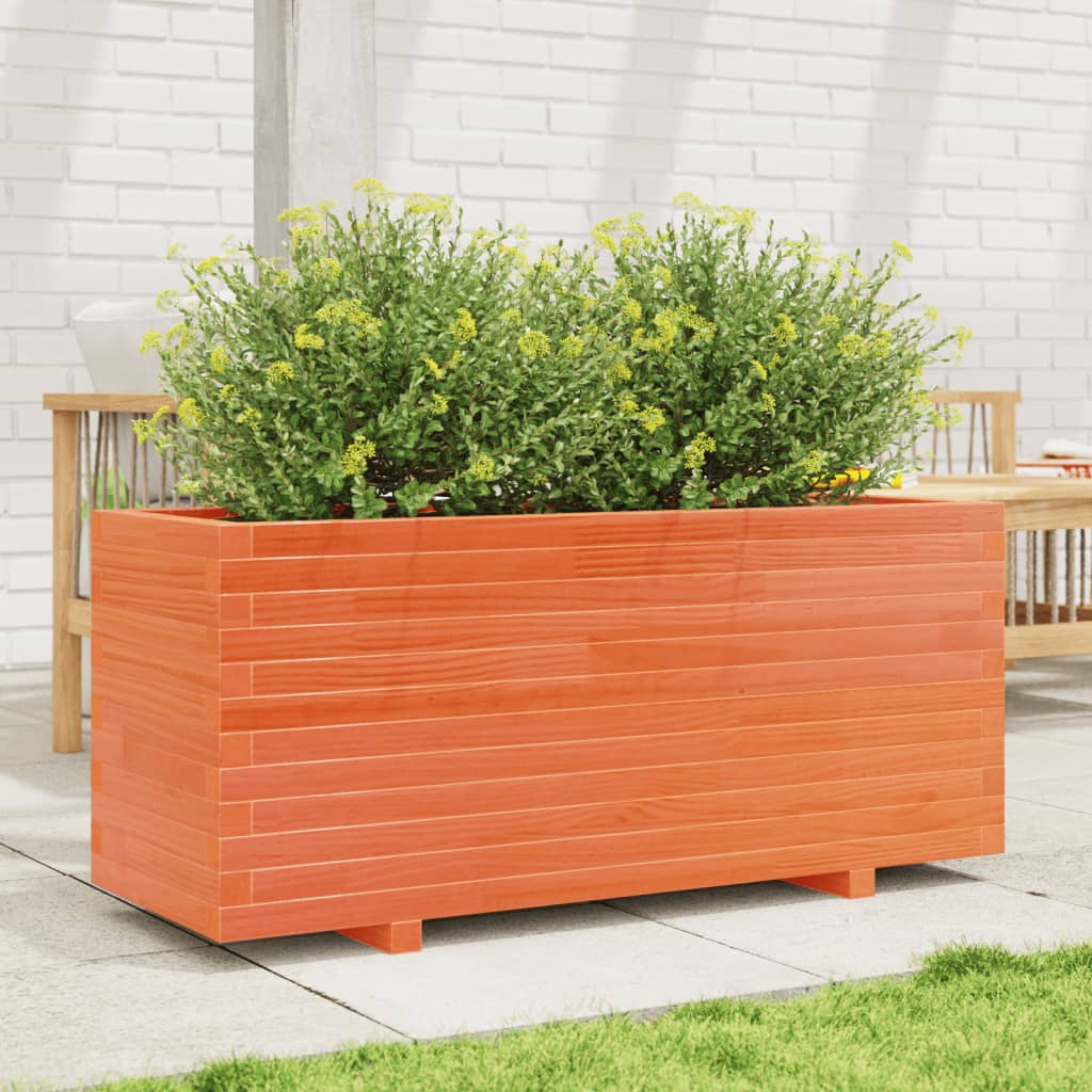 Jardinera Madera Maciza De Pino Marrón Cera 110x40x49,5 Cm_2