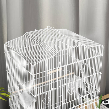 Pawhut Jaula Para Pájaros Con Puertas Comederos Y Bandeja 46,5x35,5x92 Cm Verde_3