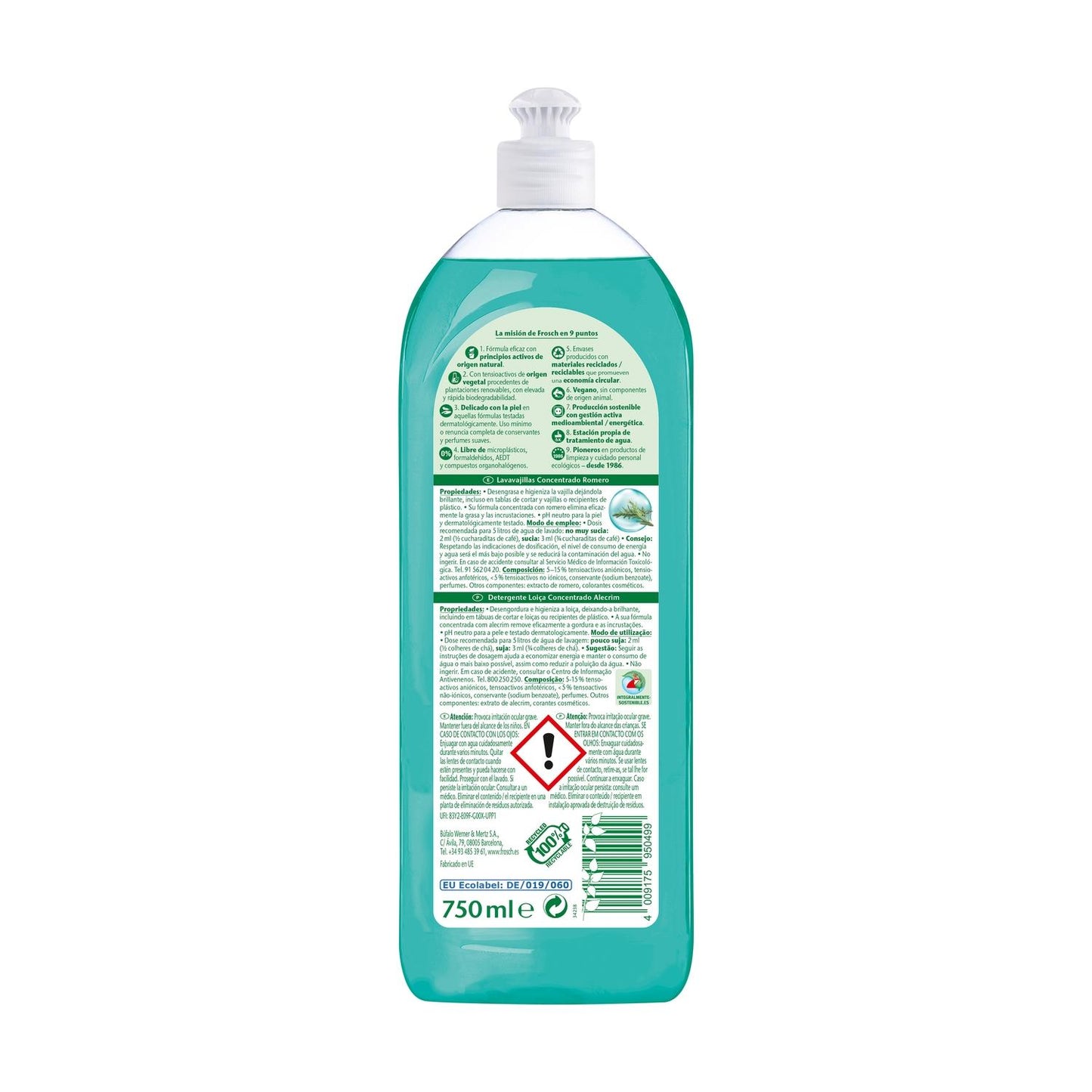 Pack 10x Lavavajillas romero Frosch 750 ml