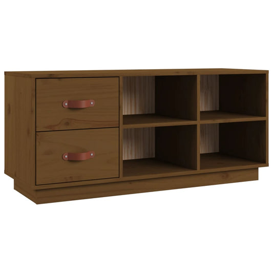 Banco Zapatero Madera Maciza De Pino Marrón Miel 100x34x45 Cm / Vetonek_0