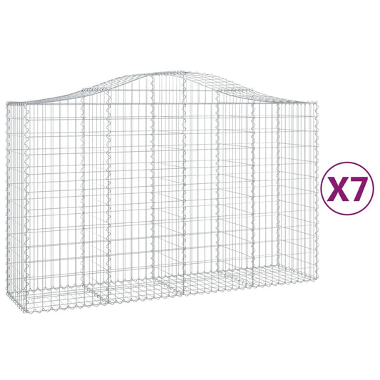 Cestas De Gaviones 7 Uds Forma De Arco Hierro 200x50x120/140 Cm_0