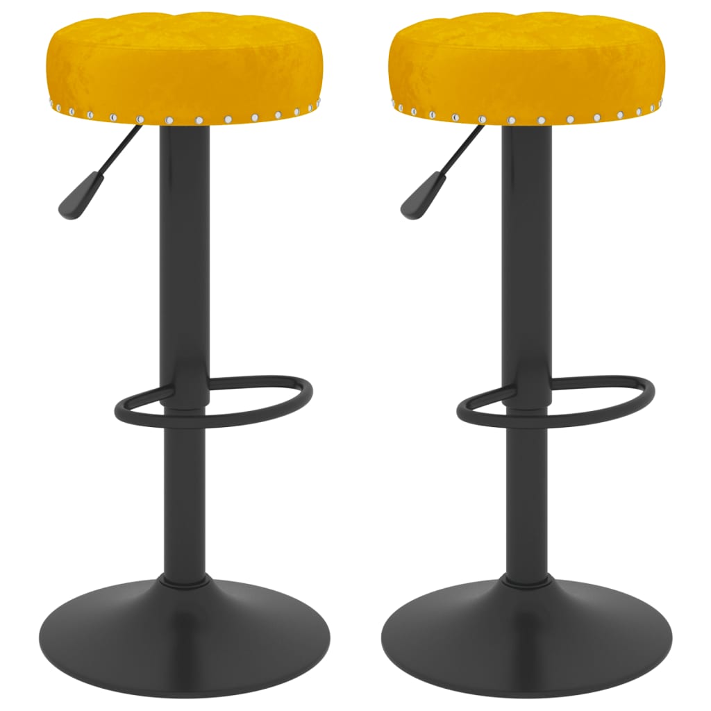 Taburetes De Cocina 2 Unidades Terciopelo Amarillo Mostaza_0