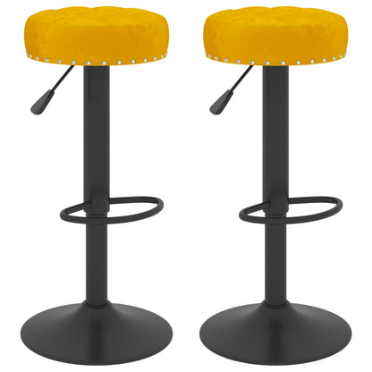 Taburetes De Cocina 2 Unidades Terciopelo Amarillo Mostaza_0