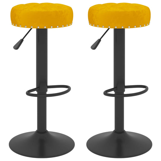 Taburetes De Cocina 2 Unidades Terciopelo Amarillo Mostaza_0