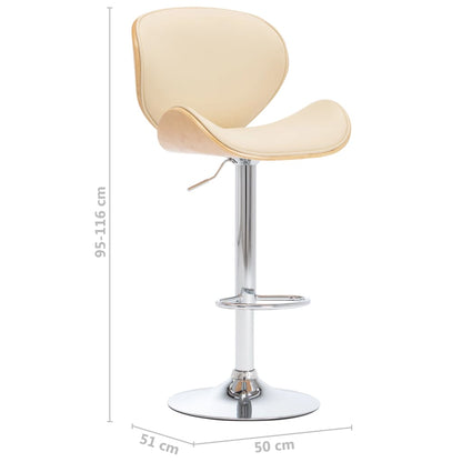 Taburete De Cocina Cuero Sintético Color Crema_5