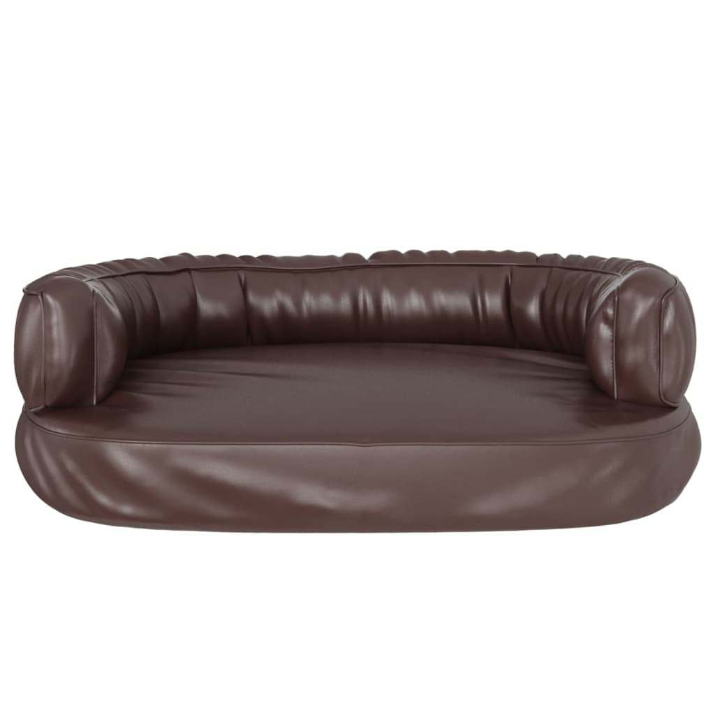 Vidaxl Cama Para Perros De Espuma Cuero Sintético Marrón 60x42 Cm_3