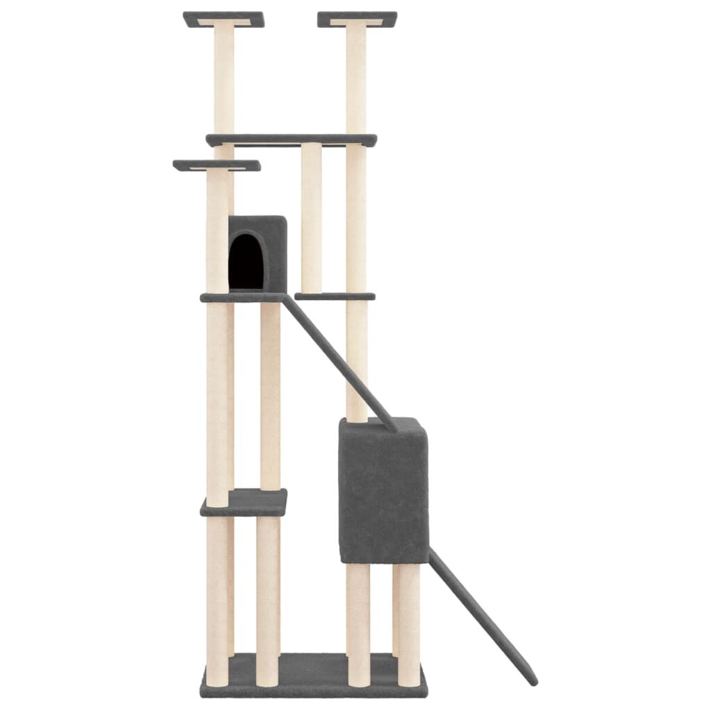 Vidaxl Rascador Para Gatos Con Postes De Sisal Gris Oscuro 190 Cm_3