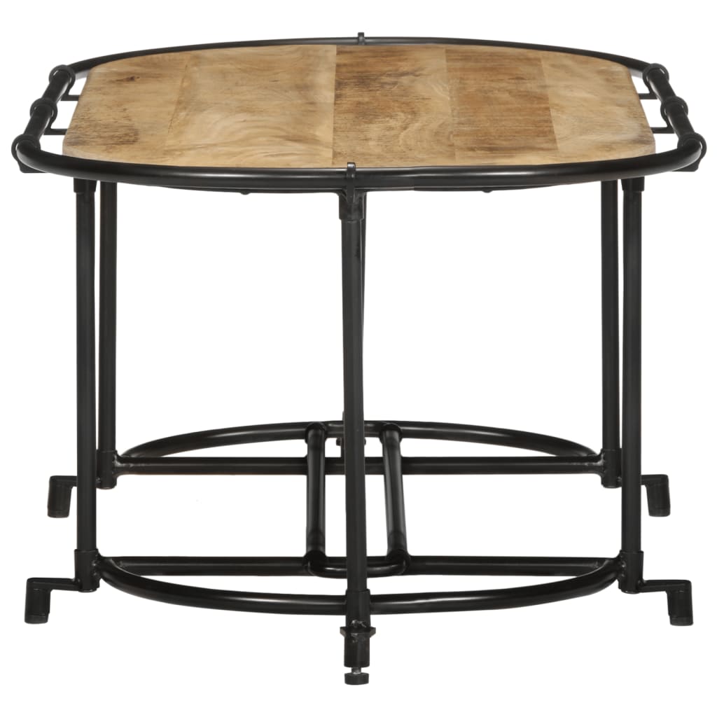 Mesa De Centro Madera Maciza De Mango Rugosa 110x55x40 Cm_3