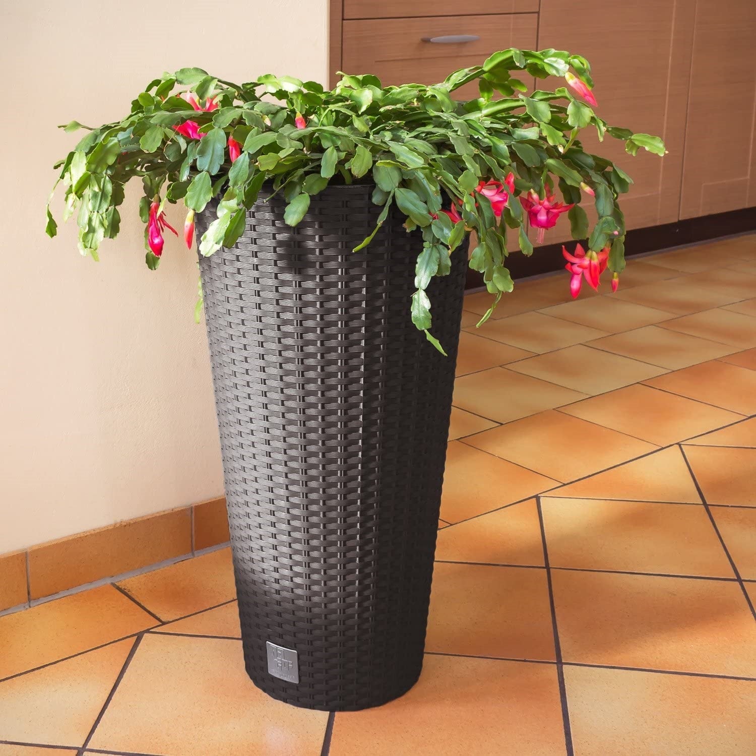 Maceta Rato De 64 Litros Con Inserto 40 X 40 X 76,3 Cm En Color Ocre Oscuro