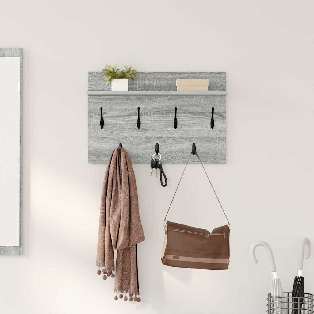 Perchero De Pared Con Estante Gris Sonoma 60 X 40 X 12 Cm_1