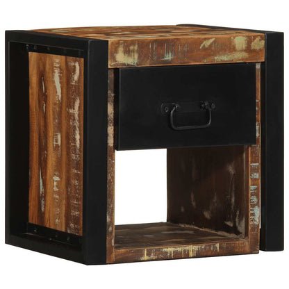 Mesilla De Noche Multicolor 40x35x40 Cm Madera Maciza Reciclada_3
