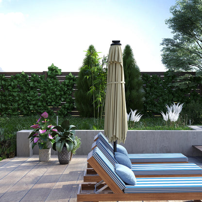 Outsunny Sombrilla Doble 4x2 M Con 36 Luces Led Manivela Upf50+ Beige_3