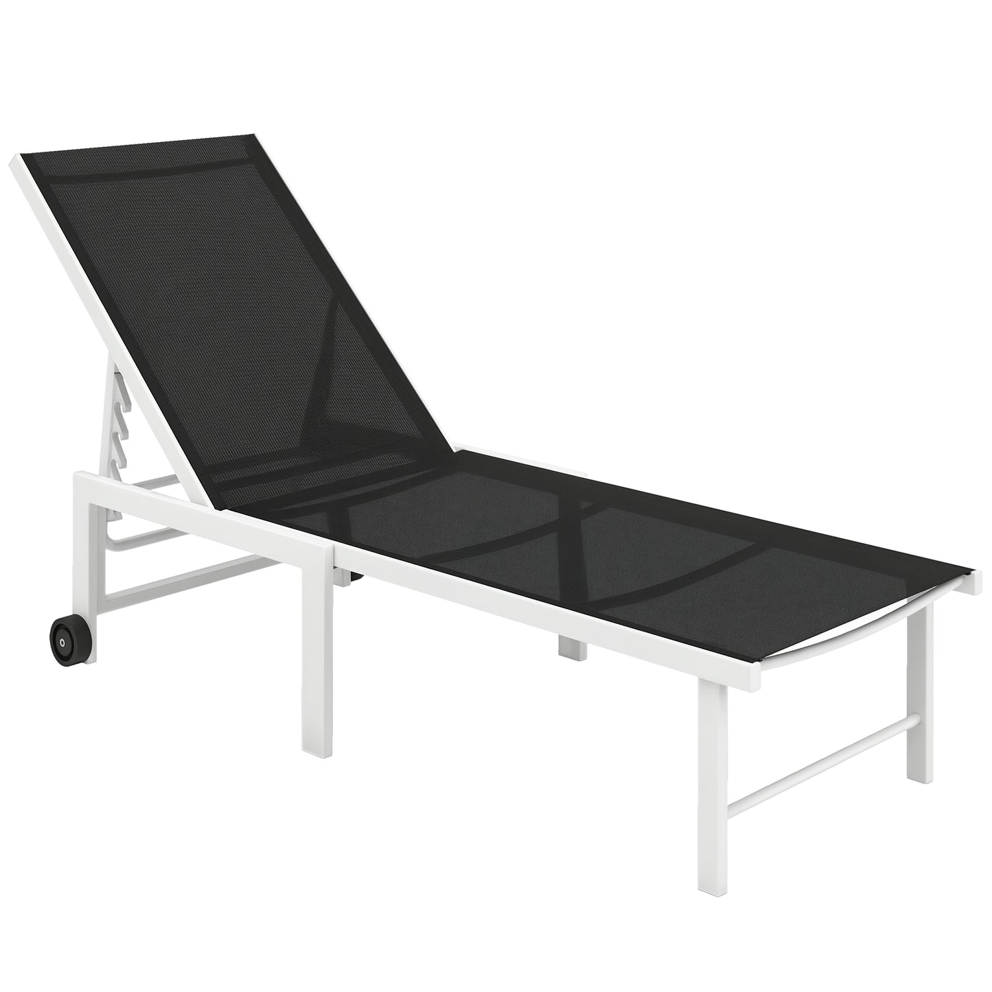 Outsunny Tumbona Jardín Exterior Con Ruedas Respaldo Ajustable 166x60x84 Cm Gris_0