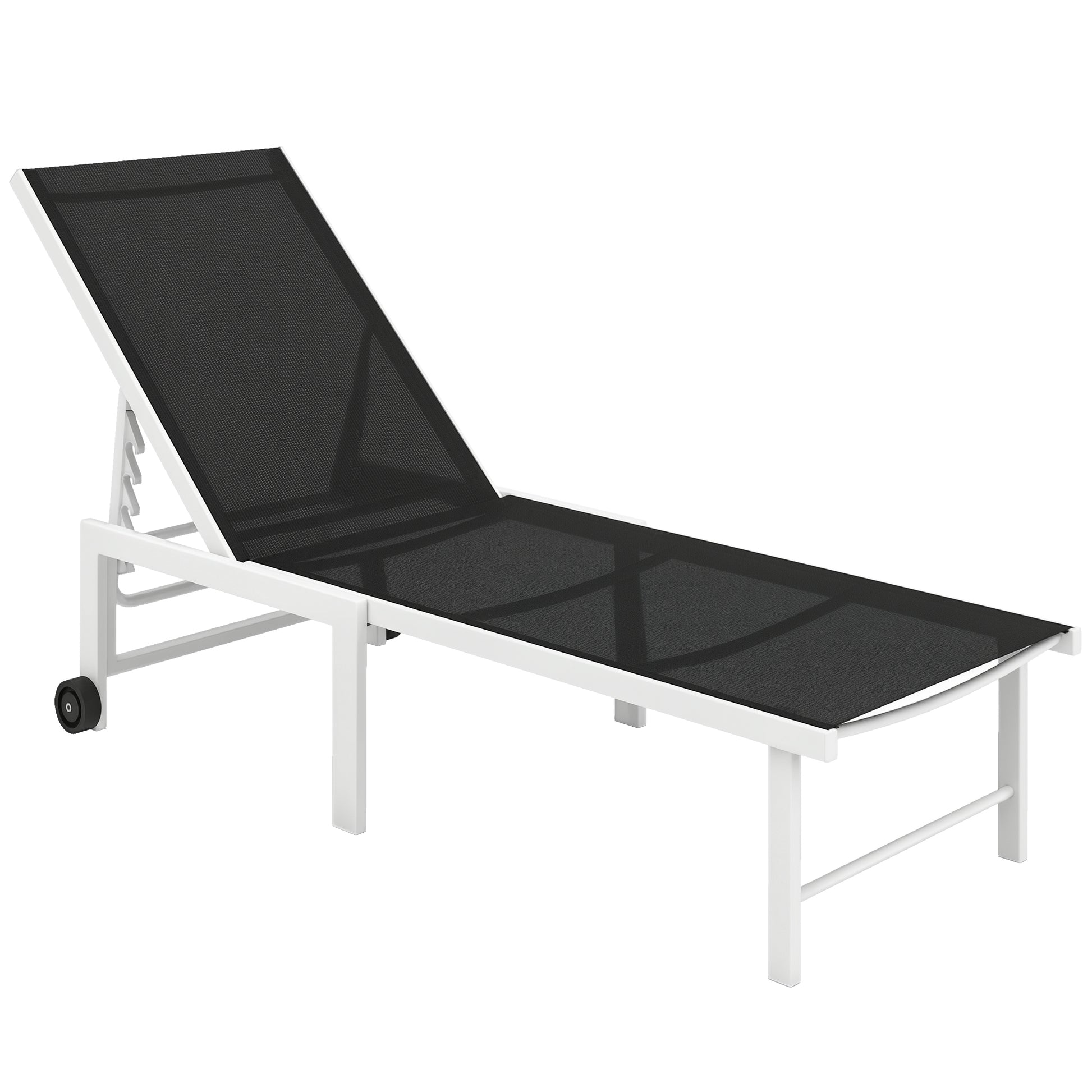 Outsunny Tumbona Jardín Exterior Con Ruedas Respaldo Ajustable 166x60x84 Cm Gris_0