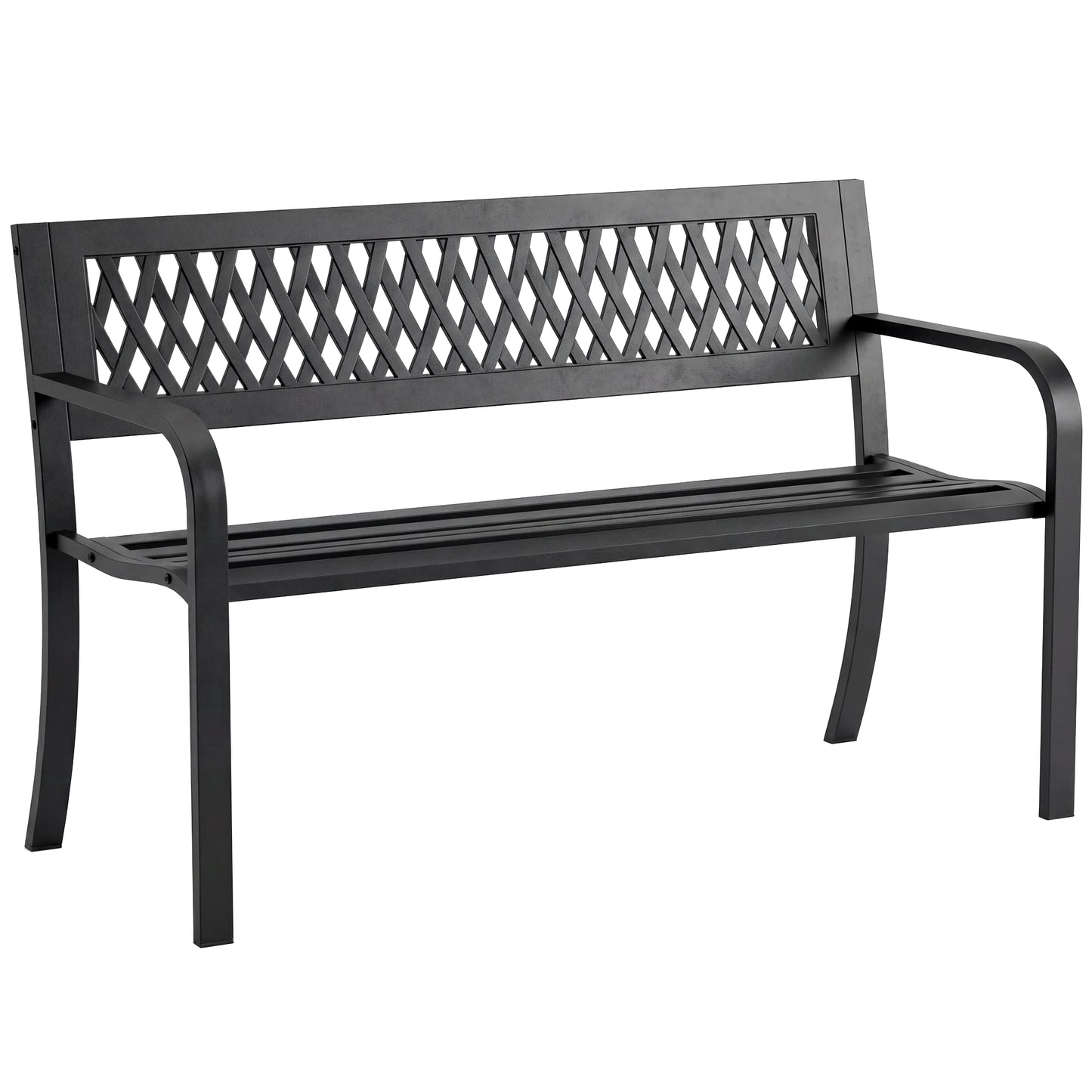Outsunny Banco De Jardín Exterior De 2 Plazas Con Asiento Listonado Negro_0