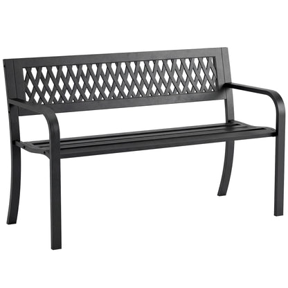 Outsunny Banco De Jardín Exterior De 2 Plazas Con Asiento Listonado Negro_0