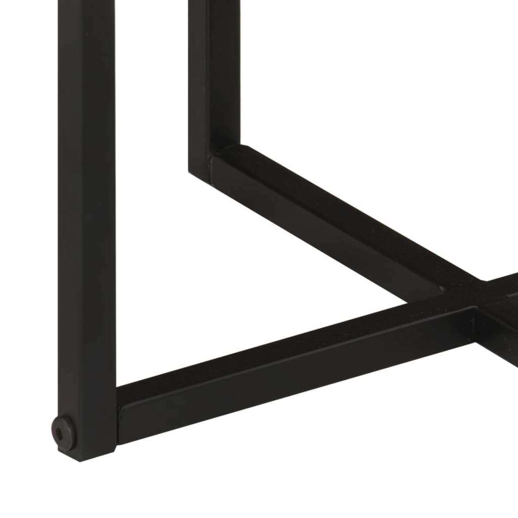Mesa De Centro De Madera Maciza De Acacia Y Hierro 35x35x30 Cm_3