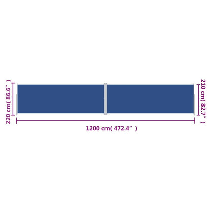 Vidaxl Toldo Lateral Retráctil Azul 220x1200 Cm_2