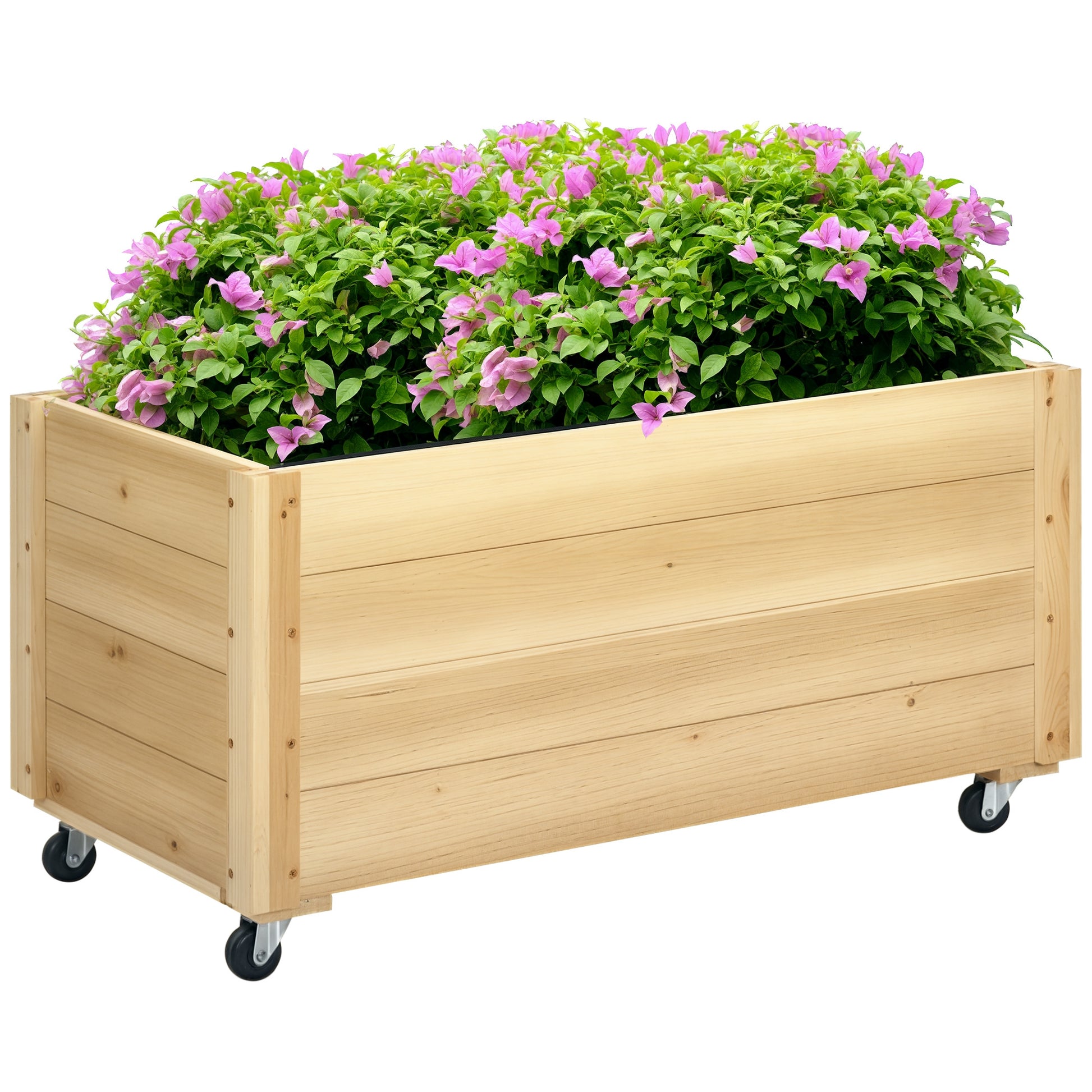 Outsunny Jardinera De Madera Con Ruedas_0
