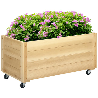 Outsunny Jardinera De Madera Con Ruedas_0