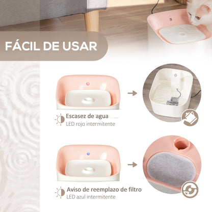 Pawhut Fuente De Agua Para Gatos 3l Con Sensor Infrarrojos 3 Modos Luz Led Rosa_5