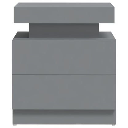 Mesita De Noche Madera De Ingeniería Gris 45x35x52 Cm_2