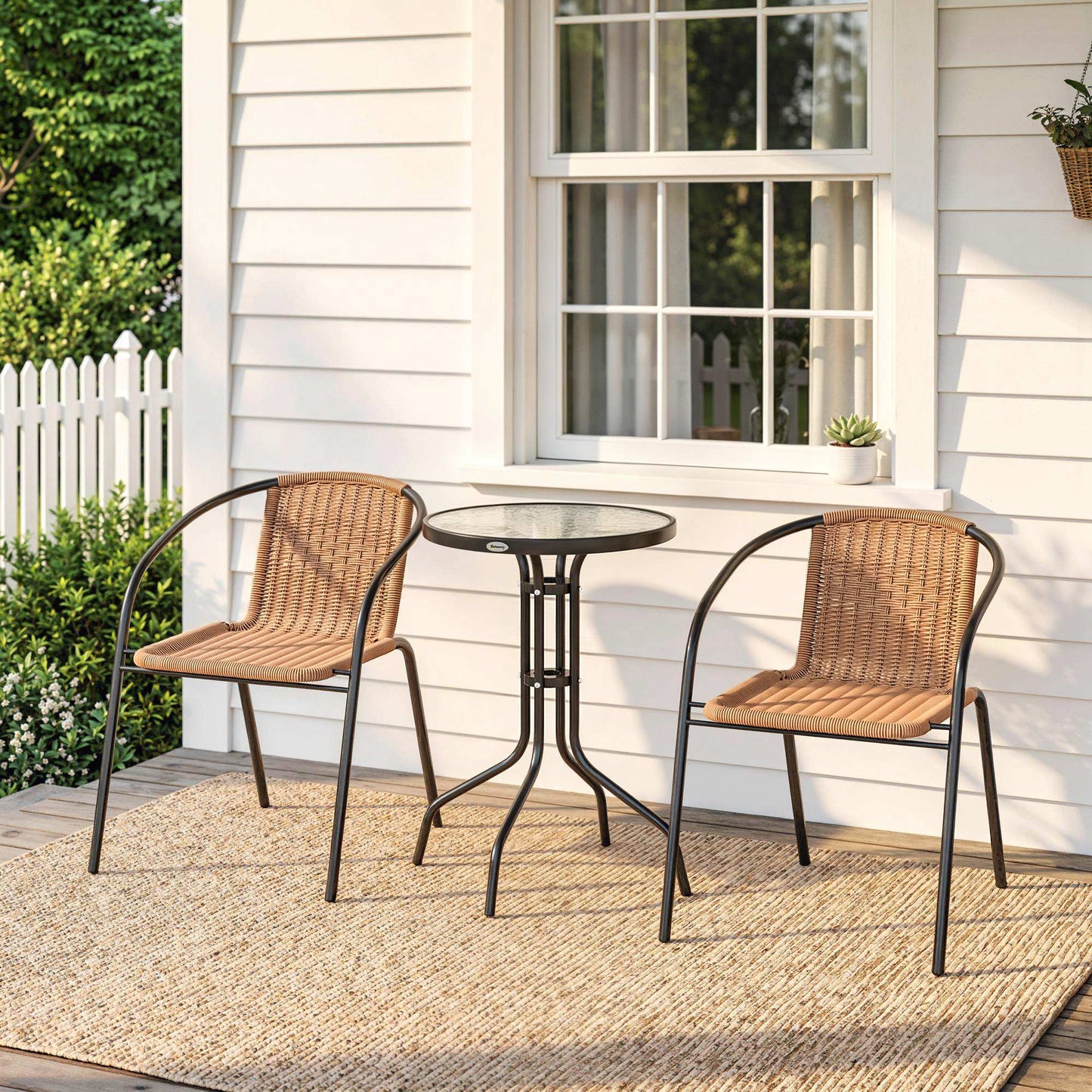 Outsunny Conjunto De Mesa Y 2 Sillas De Jardín De 3 Piezas Marrón_1