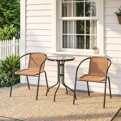 Outsunny Conjunto De Mesa Y 2 Sillas De Jardín De 3 Piezas Marrón_1