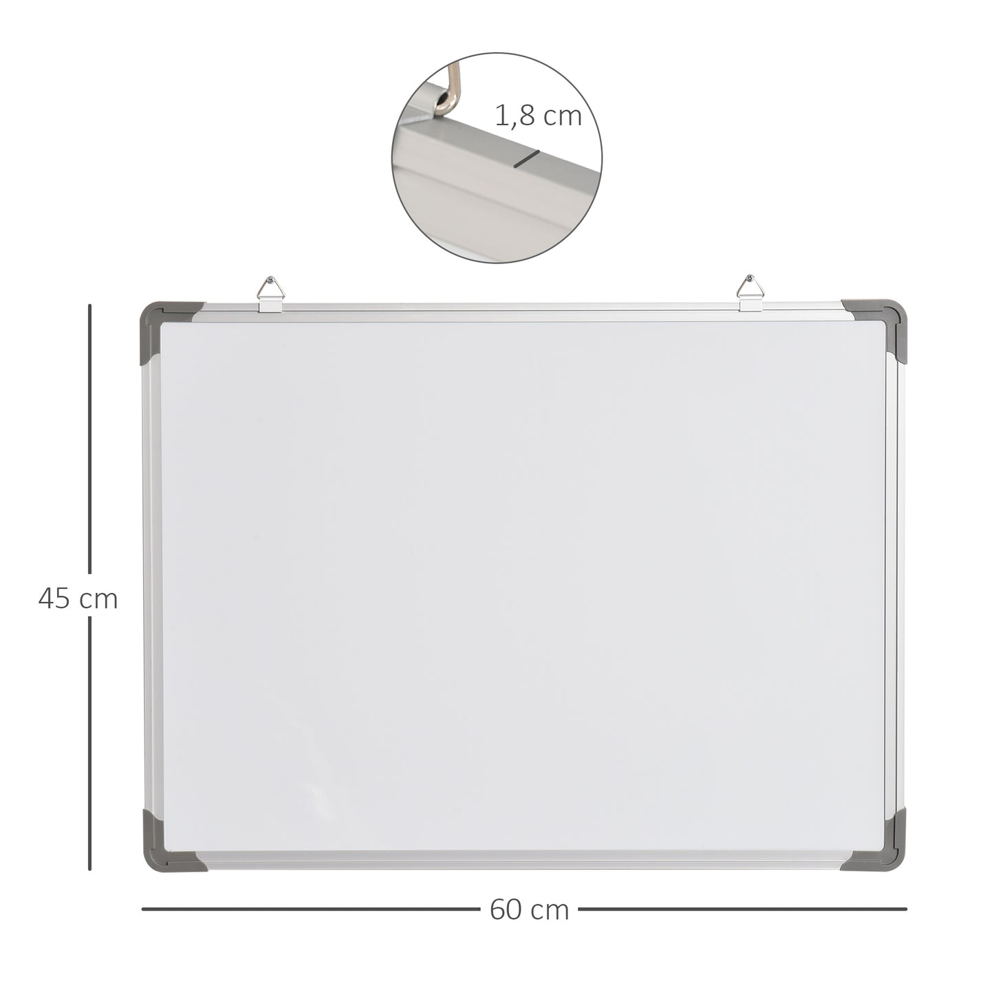 Homcom Pizarra Blanca Magnetica 60x45cm 10 Imanes 1 Borrador 4 Rotulador_2