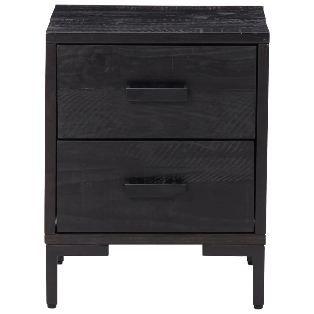 Mesitas De Noche 2 Uds Madera Maciza De Pino Negro 36x30x45 Cm_3