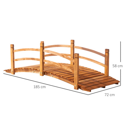 Outsunny Puente De Arco De Madera Con Pasamanos 185x72x58 Cm Natural_2